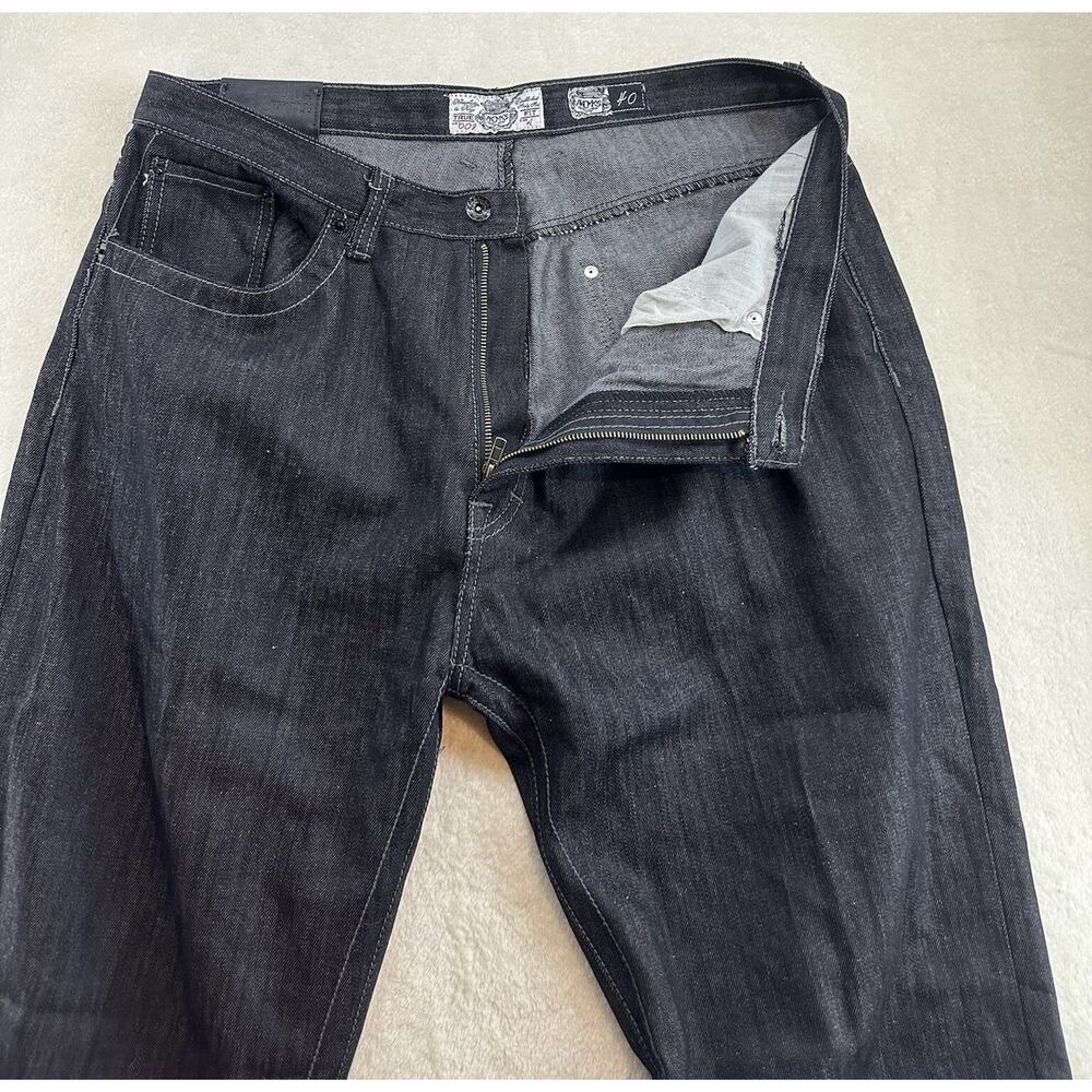 Men's Akademiks Jeans Size 40 Dark Wash Charcoal Embroidered Pockets Baggy - Picture 9 of 14